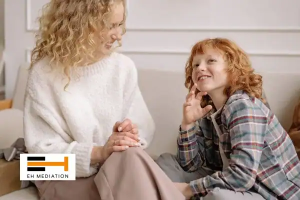 Happy mother and child after sorting child arrangements mediation Folkestone
